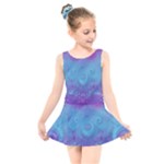 Purple Blue Swirls and Spirals Kids  Skater Dress Swimsuit