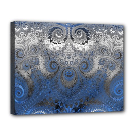 Blue Swirls and Spirals Canvas 14  x 11  (Stretched) from ArtsNow.com