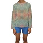 Peach Green Texture Kids  Long Sleeve Swimwear