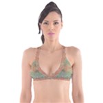 Peach Green Texture Plunge Bikini Top
