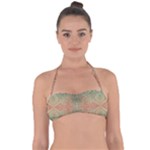 Peach Green Texture Halter Bandeau Bikini Top