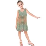 Peach Green Texture Kids  Sleeveless Dress
