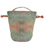 Peach Green Texture Drawstring Bucket Bag