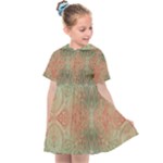 Peach Green Texture Kids  Sailor Dress