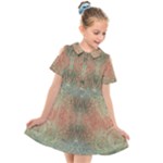 Peach Green Texture Kids  Short Sleeve Shirt Dress