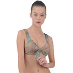 Peach Green Texture Front Tie Bikini Top