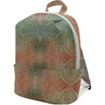 Peach Green Texture Zip Up Backpack