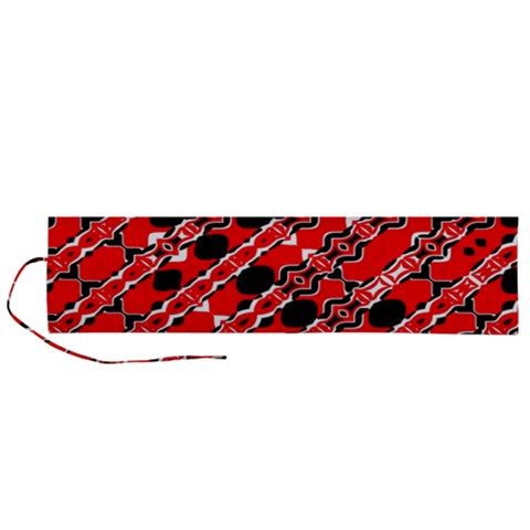 Abstract Red Black Checkered Roll Up Canvas Pencil Holder (L) from ArtsNow.com