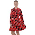 Abstract Red Black Checkered All Frills Chiffon Dress