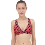 Abstract Red Black Checkered Classic Banded Bikini Top