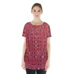Abstract Red Black Checkered Skirt Hem Sports Top