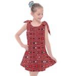 Abstract Red Black Checkered Kids  Tie Up Tunic Dress