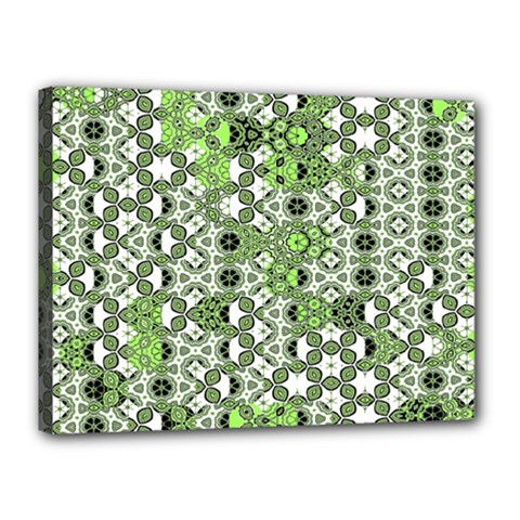 Black Lime Green Checkered Canvas 16  x 12  (Stretched) from ArtsNow.com
