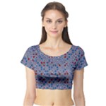 Abstract Checkered Pattern Short Sleeve Crop Top