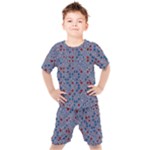 Abstract Checkered Pattern Kids  Tee and Shorts Set