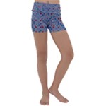 Abstract Checkered Pattern Kids  Lightweight Velour Yoga Shorts
