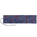 Abstract Checkered Pattern Roll Up Canvas Pencil Holder (L)
