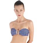 Abstract Checkered Pattern Twist Bandeau Bikini Top