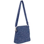 Artsy Blue Checkered Zipper Messenger Bag