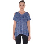 Artsy Blue Checkered Cut Out Side Drop Tee