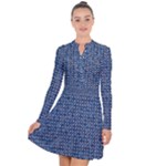 Artsy Blue Checkered Long Sleeve Panel Dress