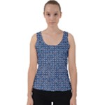 Artsy Blue Checkered Velvet Tank Top