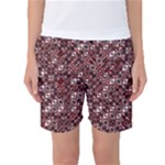 Abstract Red Black Checkered Women s Basketball Shorts