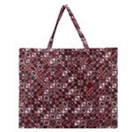 Abstract Red Black Checkered Zipper Large Tote Bag