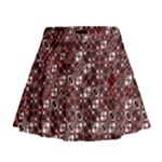 Abstract Red Black Checkered Mini Flare Skirt