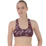 Abstract Red Black Checkered Criss Cross Racerback Sports Bra