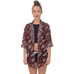 Abstract Red Black Checkered Open Front Chiffon Kimono