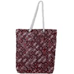 Abstract Red Black Checkered Full Print Rope Handle Tote (Large)