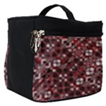 Abstract Red Black Checkered Make Up Travel Bag (Small)