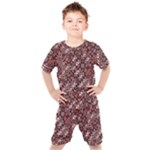 Abstract Red Black Checkered Kids  Tee and Shorts Set