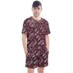 Abstract Red Black Checkered Men s Mesh Tee and Shorts Set