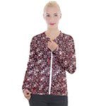 Abstract Red Black Checkered Casual Zip Up Jacket