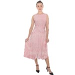 Pretty Pink Spirals Midi Tie-Back Chiffon Dress