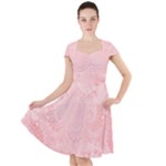 Pretty Pink Spirals Cap Sleeve Midi Dress
