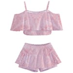 Pretty Pink Spirals Kids  Off Shoulder Skirt Bikini