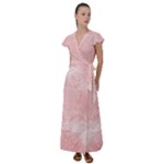 Pretty Pink Spirals Flutter Sleeve Maxi Dress