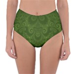 Forest Green Spirals Reversible High-Waist Bikini Bottoms