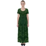 Forest Green Spirals High Waist Short Sleeve Maxi Dress