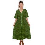 Forest Green Spirals Kimono Sleeve Boho Dress