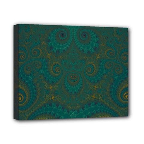 Teal Green Spirals Canvas 10  x 8  (Stretched) from ArtsNow.com