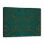 Teal Green Spirals Canvas 16  x 12  (Stretched)