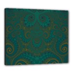Teal Green Spirals Canvas 24  x 20  (Stretched)