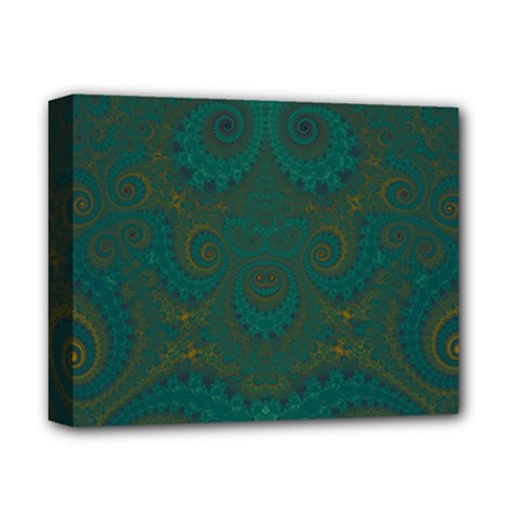 Teal Green Spirals Deluxe Canvas 14  x 11  (Stretched) from ArtsNow.com