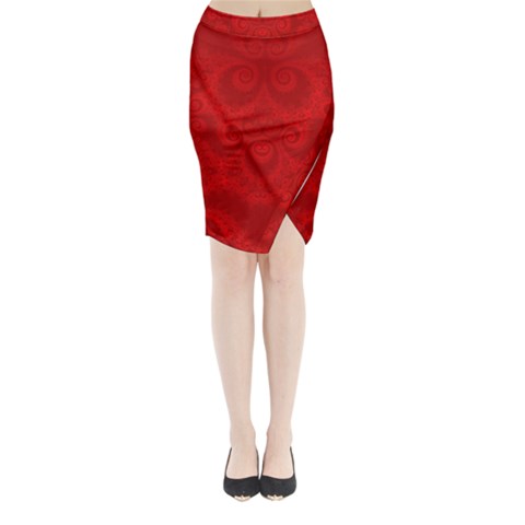 Red Spirals Midi Wrap Pencil Skirt from ArtsNow.com