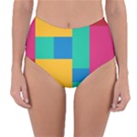 Squares  Reversible High-Waist Bikini Bottoms