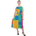 Squares  Midi Tie-Back Chiffon Dress